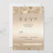Champagne Golden Snowflakes Luxury RSVP Kaart (Voorkant)