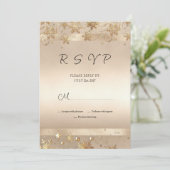 Champagne Golden Snowflakes Luxury RSVP Kaart (Staand voorkant)