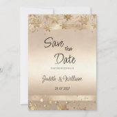 Champagne Golden Snowflakes Luxury Save the Date Kaart (Voorkant)