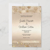 Champagne Golden Snowflakes Luxury Wedding  Kaart (Voorkant)