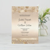 Champagne Golden Snowflakes Luxury Wedding  Kaart (Staand voorkant)