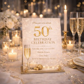 Champagne Goud 50ste Verjaardags Uitnodiging