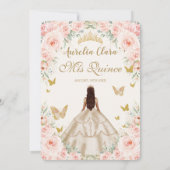 Champagne  Goud Blush Bloemen Quinceañera Kaart (Achterkant)