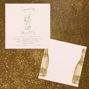 Champagne Goud & Blush Vierkant Verlovingsfeest