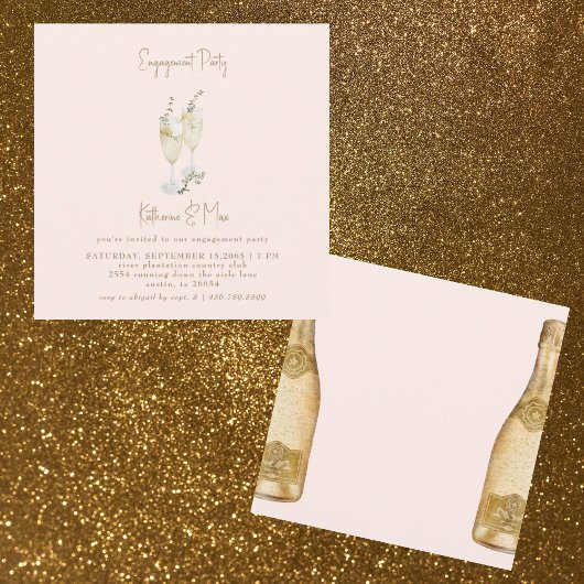 Champagne Goud & Blush Vierkant Verlovingsfeest