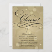 Champagne Goud Bokeh Kerstviering Kaart (Voorkant)