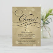 Champagne Goud Bokeh Kerstviering Kaart (Staand voorkant)