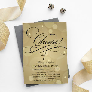 Champagne Goud Bokeh Kerstviering Kaart