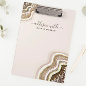 Champagne Goud Bruin Glitter Agaat Geode Klembord