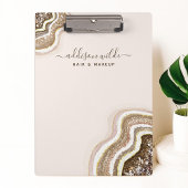 Champagne Goud Bruin Glitter Agaat Geode Klembord