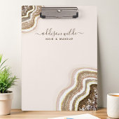 Champagne Goud Bruin Glitter Agaat Geode Klembord