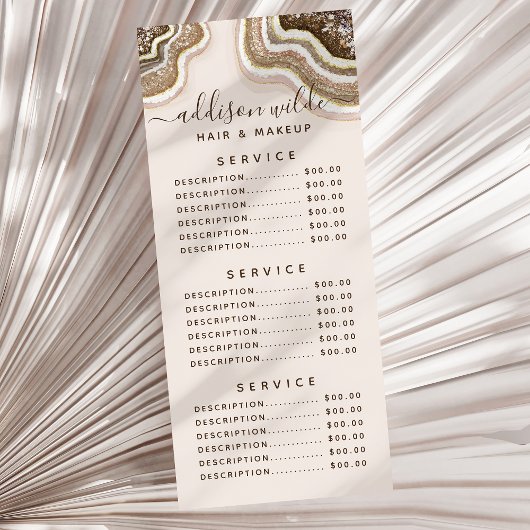 Champagne Goud Bruine Glitter Agaat Geode Reclamekaart