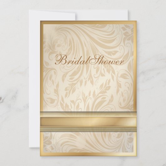 Champagne goud Damask Bruids Douche Uitnodiging (Voorkant)