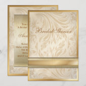 Champagne goud Damask Bruids Douche Uitnodiging (Voorkant / Achterkant)