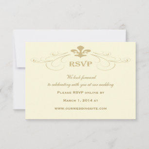 Champagne Goud Fleur de Lis Trouw RSVP Kaarten Kaartje