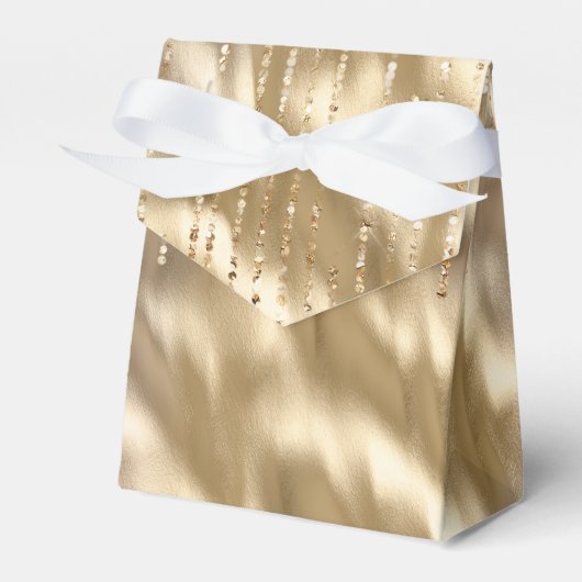 Champagne Goud Glam Sparkle Strings Bruiloft Bedankdoosjes (Voorkant Zijde)