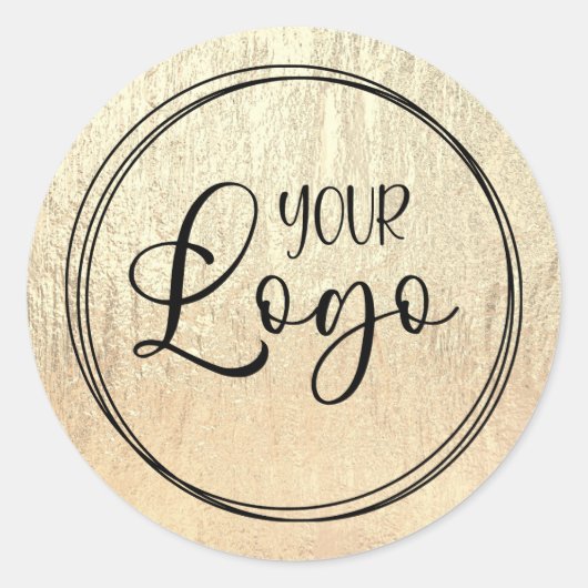 Champagne Goud Glam Textuur Logo Ronde Sticker (Voorkant)