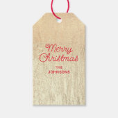 Champagne Goud Glam Textuur Rood Vrolijk Kerstfees Cadeaulabel (Voorkant)