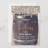 Champagne Goud Glitter Druipend Rusticaal Zoete 16 Kaart (Voorkant)