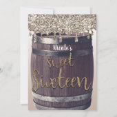 Champagne Goud Glitter Druipend Rusticaal Zoete 16 Kaart (Achterkant)
