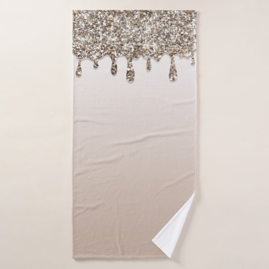 Champagne Goud Glitter Drup Luxe Glam Bad Handdoek (Badhanddoek)
