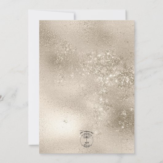 Champagne Goud Glitter Moderne Bruiloft Kaart (Achterkant)