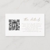 Champagne goud QR Code Script bruiloft details Informatiekaartje (Voorkant)