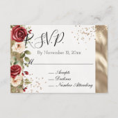 Champagne Goud Rode Crème Rozen Bruiloft Informatiekaartje (Voorkant)