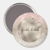 Champagne Goud Roze Wit Glitzy Glitter Magneet (Voorkant / Achterkant)