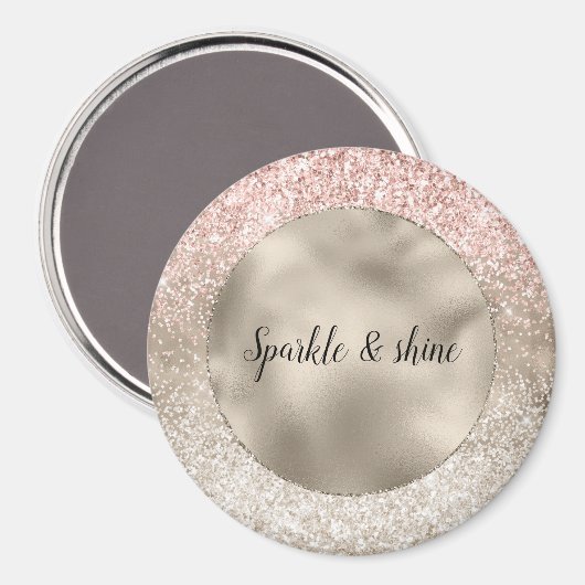 Champagne Goud Roze Wit Glitzy Glitter Magneet (Voorkant / Achterkant)