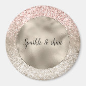 Champagne Goud Roze Wit Glitzy Glitter Magneet (Voorkant)
