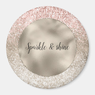 Champagne Goud Roze Wit Glitzy Glitter Magneet