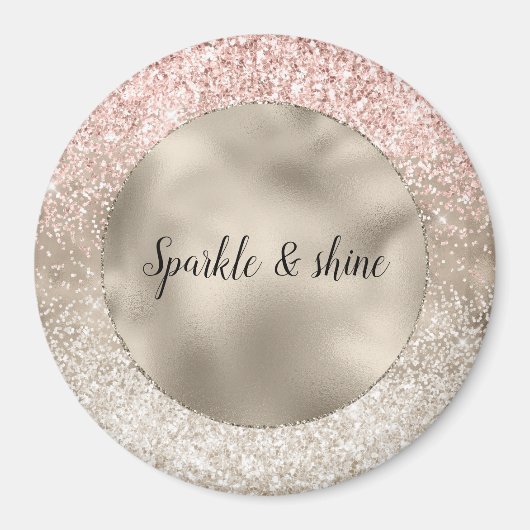 Champagne Goud Roze Wit Glitzy Glitter Magneet (Voorkant)