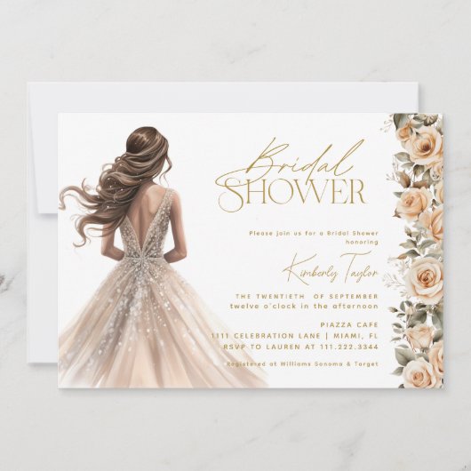 Champagne Goud Trouwjurk Gown Vrijgezellenfeest Kaart (Voorkant)