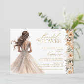 Champagne Goud Trouwjurk Gown Vrijgezellenfeest Kaart (Staand voorkant)