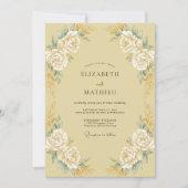 Champagne Goud Versierde Vintage Bruiloft Kaart (Voorkant)