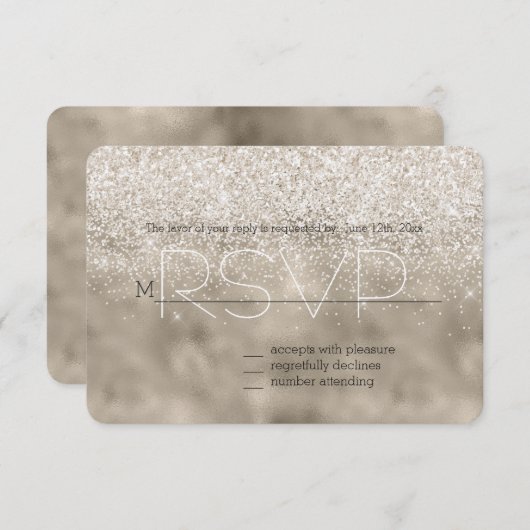 Champagne Goud Wit Glitter RSVP (Voorkant / Achterkant)