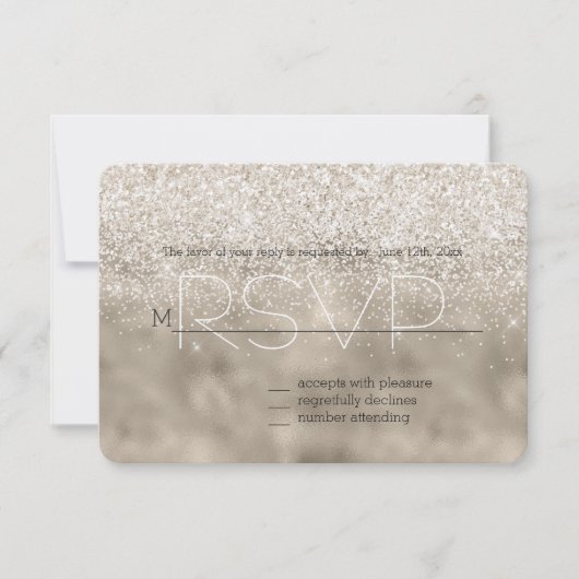 Champagne Goud Wit Glitter RSVP (Voorkant)