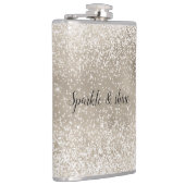 Champagne Goud Witte Glanzende Glitter Heupfles (Rechts)