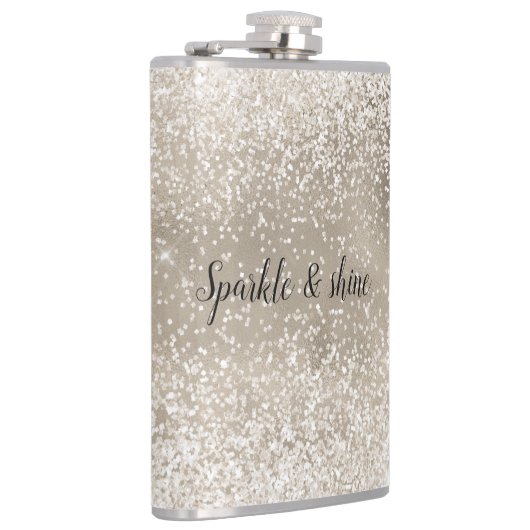 Champagne Goud Witte Glanzende Glitter Heupfles (Rechts)