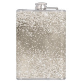 Champagne Goud Witte Glanzende Glitter Heupfles (Achterkant)