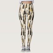Champagne Goud Zwart Nieuwjaar Bruiloft Leggings (Voorkant)