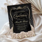 Champagne Goud Zwart Quinceañera Kaart