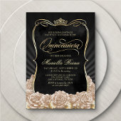 Champagne Goud Zwart Quinceañera Kaart