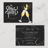 Champagne Goud Zwart Wijn Glas Confetti Modern Notitiekaartje (Voorkant / Achterkant)