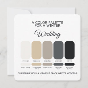 Champagne Goud Zwart Winter Bruiloft Paletkaart Kaart
