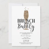 Champagne Goud Zwart Wit Bruisend Bruidsfeest Kaart (Voorkant)