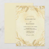 Champagne Goudblad Bruiloft Kaart (Voorkant / Achterkant)