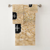 Champagne goudbollen monogram bad handdoek (Insitu)