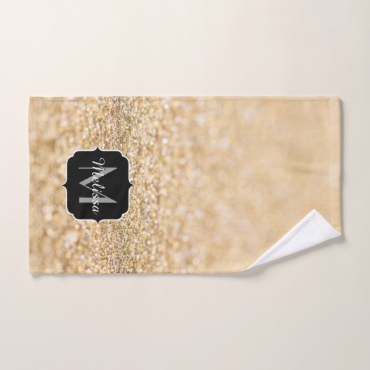 Champagne goudbollen monogram bad handdoek (Handdoek)